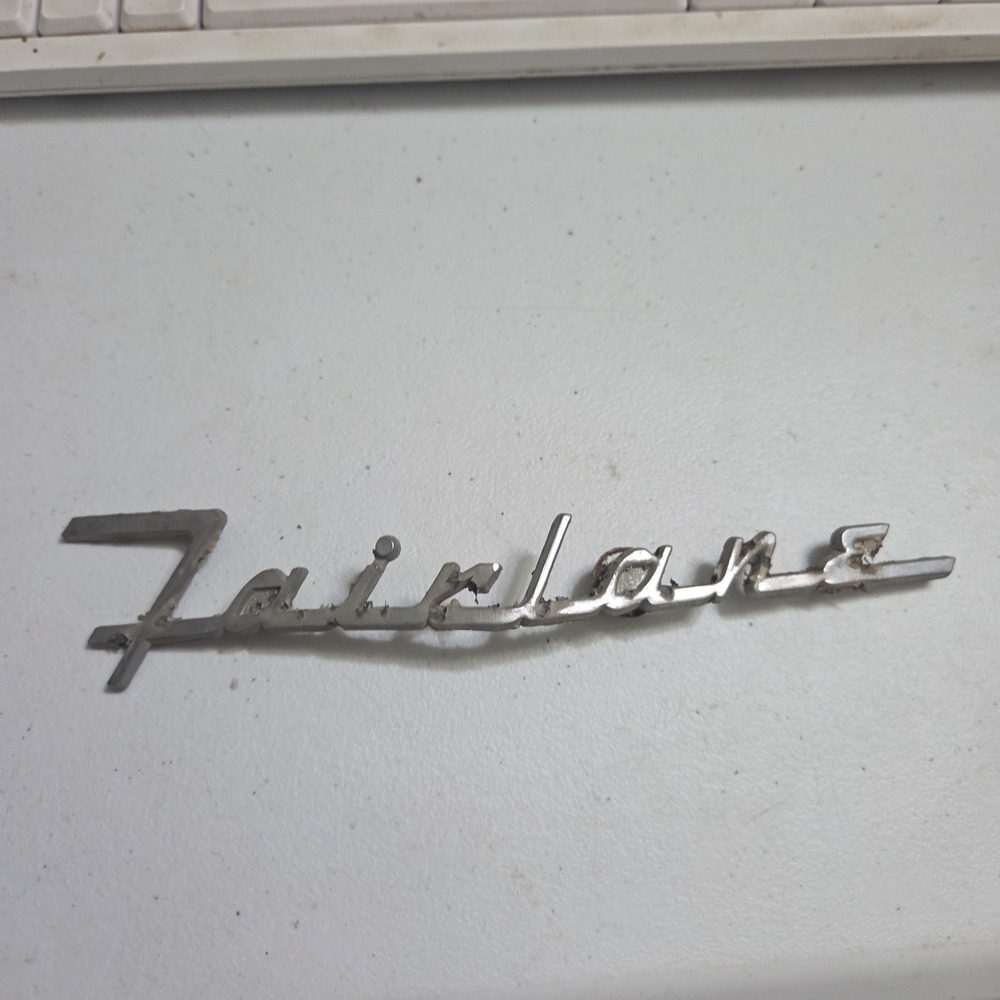 Vintage Metal Script Ford Fairlane Emblem Badge Logo Nameplate Tag Ornament